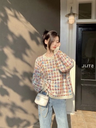 トップス セーター プルオーバー 袖あり 長袖 Uネック ラウンドネック ニット 快適 着心地 かわいい 大人可愛い シンプル カジュアル 大人 おしゃれ お洒落 レトロ 大人女子 こなれ感 ラフ