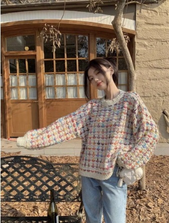 トップス セーター プルオーバー 袖あり 長袖 Uネック ラウンドネック ニット 快適 着心地 かわいい 大人可愛い シンプル カジュアル 大人 おしゃれ お洒落 レトロ 大人女子 こなれ感 ラフ