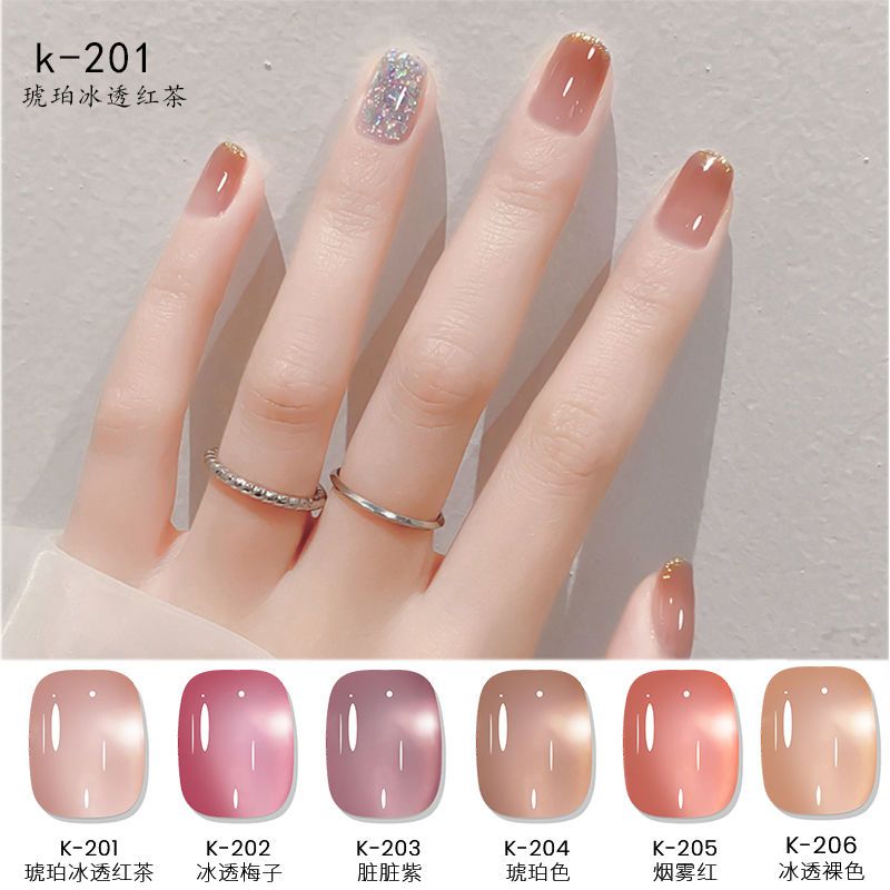 【1つ買うと12つ無料】アイス半透明6本セット フルセット ピーチヌードカラー23半透明マニキュア ネイルジェル光療法403498