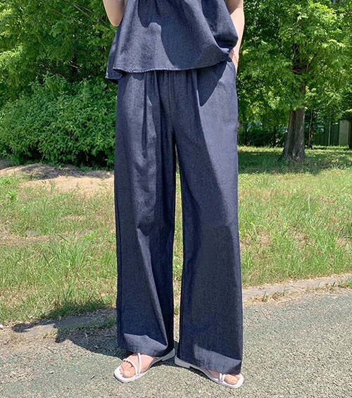 [メガ割りSALE]デニムフレアキャミソール&ワイドパンツSET・p667186