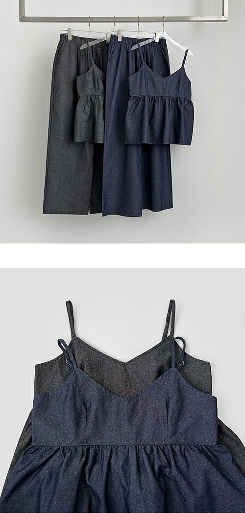 [メガ割りSALE]デニムフレアキャミソール&ワイドパンツSET・p667186