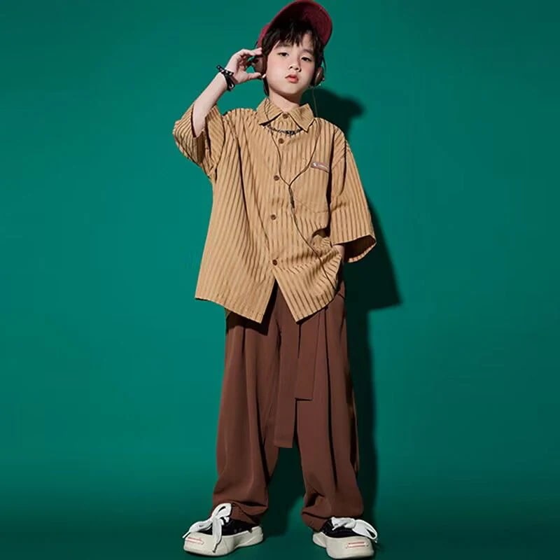 子供の街のダンスの潮服の小学生の運動会のヒップホップの出演服の男の子のシャツのhiphopのクールでかっこいい女の子のスーツ 子供の街のダンスの潮服の小学生の運動会のヒップホップの出演服の男の子のシャツのhiphopのクールでかっこいい女の子のスーツ