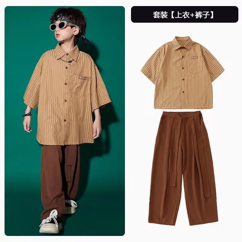 子供の街のダンスの潮服の小学生の運動会のヒップホップの出演服の男の子のシャツのhiphopのクールでかっこいい女の子のスーツ 子供の街のダンスの潮服の小学生の運動会のヒップホップの出演服の男の子のシャツのhiphopのクールでかっこいい女の子のスーツ