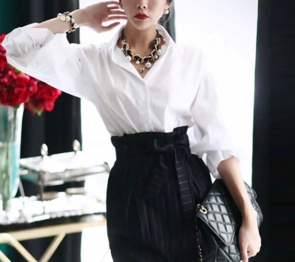 ２色 トップス シャツ ブラウス 夏 春 秋 かわいい きれいめ カジュアル レギュラー丈 半袖 五分袖 パフスリーブ バルーンスリーブ Vネック レギュラーカラー スリム タイト 細身 ストレート