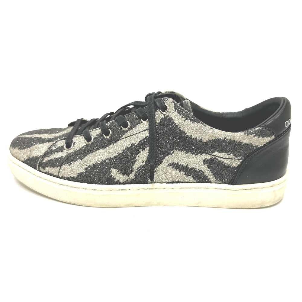 DOLCE&GABBANA ドルガバ スニーカー ゼブラ柄 ラメ ローカット レザー ブラック