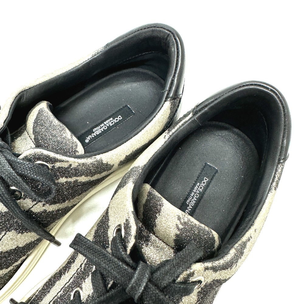 DOLCE&GABBANA ドルガバ スニーカー ゼブラ柄 ラメ ローカット レザー ブラック