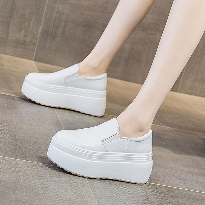 スニーカー 厚底 レディース スニーカー 厚底 歩きやすい スニーカー レディース スリッポン( 白 黒 ）厚底 スニーカー ジップ スニーカー レディース スリッポン ヒール8cm スニーカー レデ