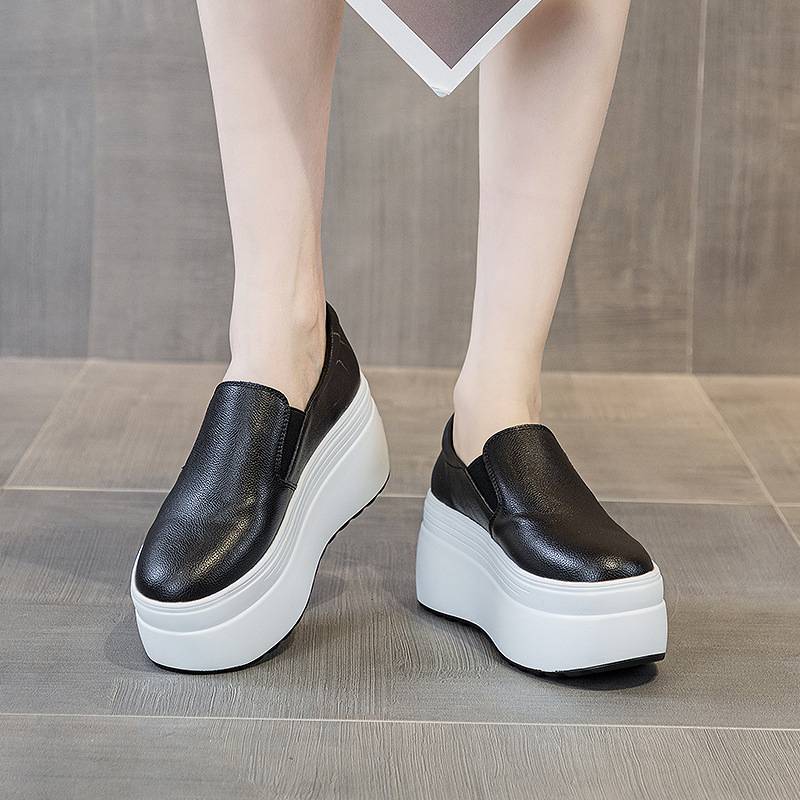 スニーカー 厚底 レディース スニーカー 厚底 歩きやすい スニーカー レディース スリッポン( 白 黒 ）厚底 スニーカー ジップ スニーカー レディース スリッポン ヒール8cm スニーカー レデ