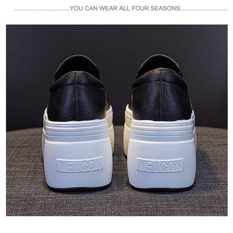 スニーカー 厚底 レディース スニーカー 厚底 歩きやすい スニーカー レディース スリッポン( 白 黒 ）厚底 スニーカー ジップ スニーカー レディース スリッポン ヒール8cm スニーカー レデ