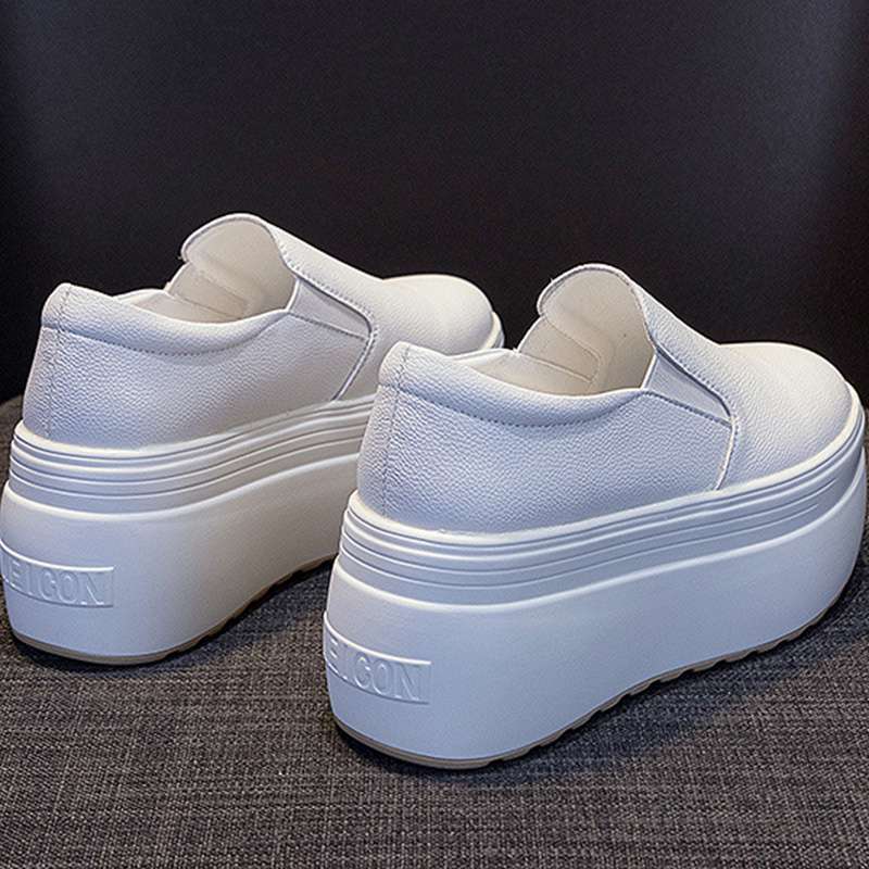 スニーカー 厚底 レディース スニーカー 厚底 歩きやすい スニーカー レディース スリッポン( 白 黒 ）厚底 スニーカー ジップ スニーカー レディース スリッポン ヒール8cm スニーカー レデ