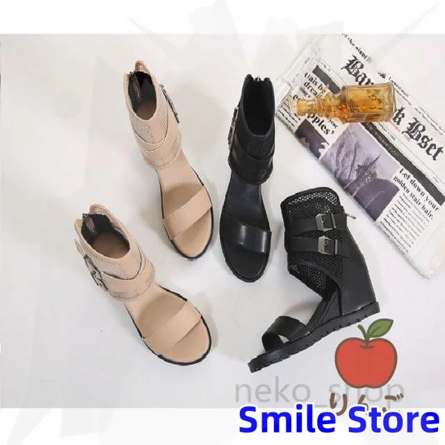 グラディエーター 痛くない靴 フラットシューズ オシャレサンダル 【りんご】レディース ブーツ オープントゥ ストラップ ヒール7cm サマーブーツ ブーツサンダル 美脚 mulan778.net