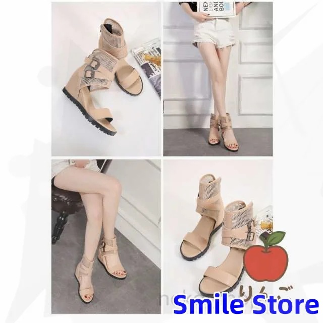 グラディエーター 痛くない靴 フラットシューズ オシャレサンダル 【りんご】レディース ブーツ オープントゥ ストラップ ヒール7cm サマーブーツ ブーツサンダル 美脚 mulan778.net