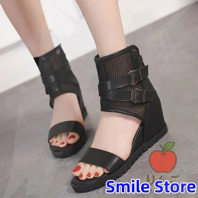 グラディエーター 痛くない靴 フラットシューズ オシャレサンダル 【りんご】レディース ブーツ オープントゥ ストラップ ヒール7cm サマーブーツ ブーツサンダル 美脚 mulan778.net