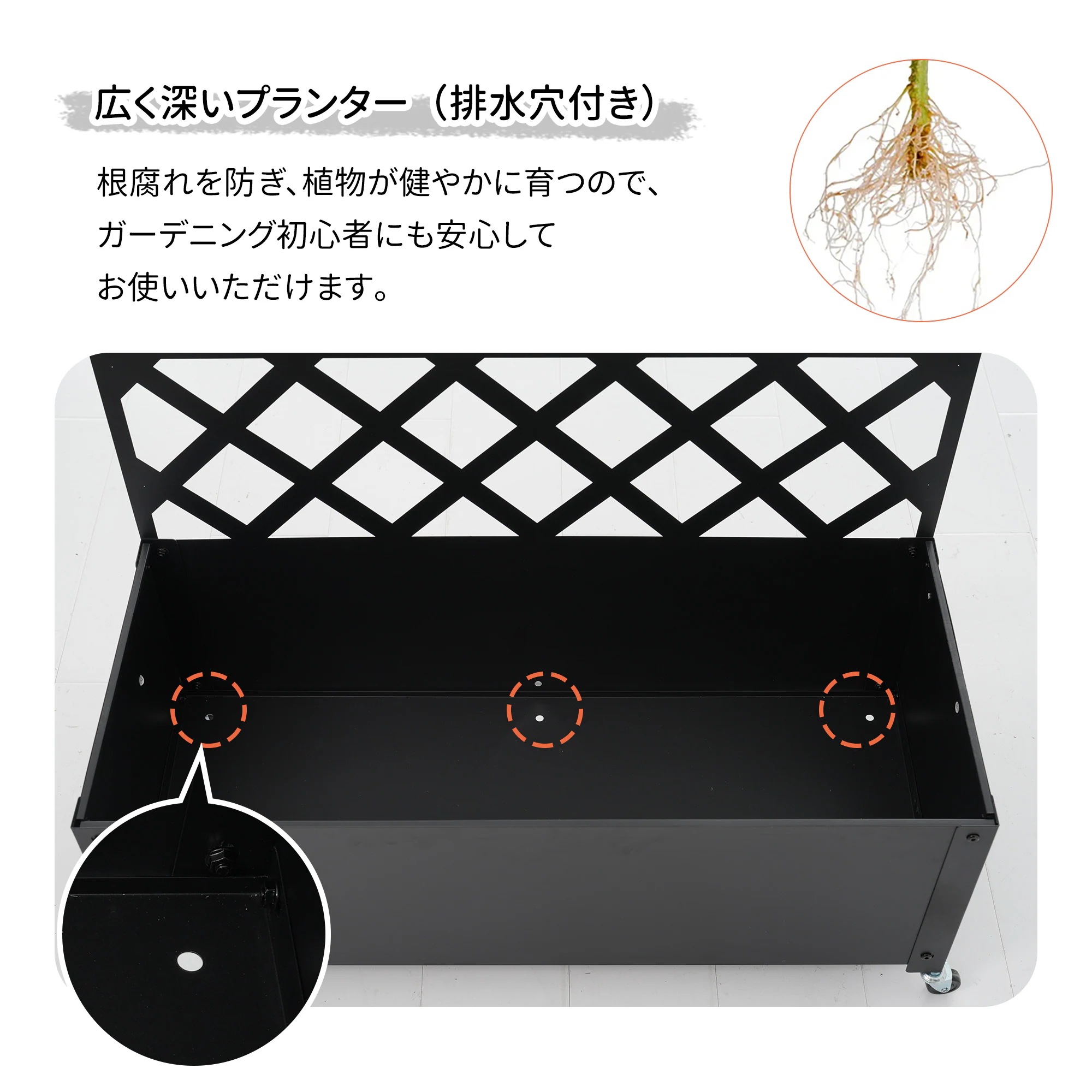 1921フェンス プランター付き 目隠し プランター付き 電着塗装 キャスター付き 簡単設置 90*40*170cm 園芸用品 プランター ガーデンラティス プランターボックス 花壇フェンス ガーデニ