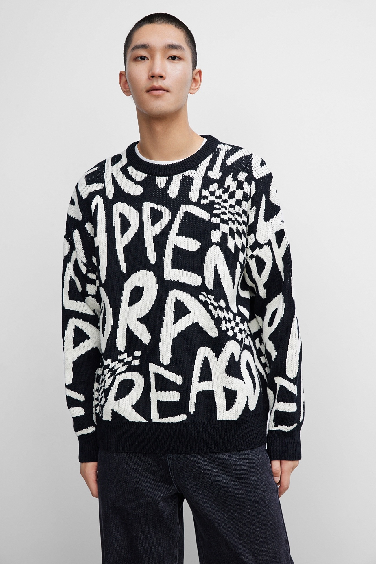 秋 冬 メンズ トレンド ファッション アルファベット 厚手 ルーズ セーター 個性的なデザイン 派手 ブラック XS S M L トップス ニットソー 袖あり 長袖 ニット きれいめ シンプル 秋 冬 メンズ トレンド ファッション アルファベット 厚手 ルーズ セーター 個性的なデザイン 派手 ブラック XS S M L トップス ニットソー 袖あり 長袖 ニット きれいめ シンプル