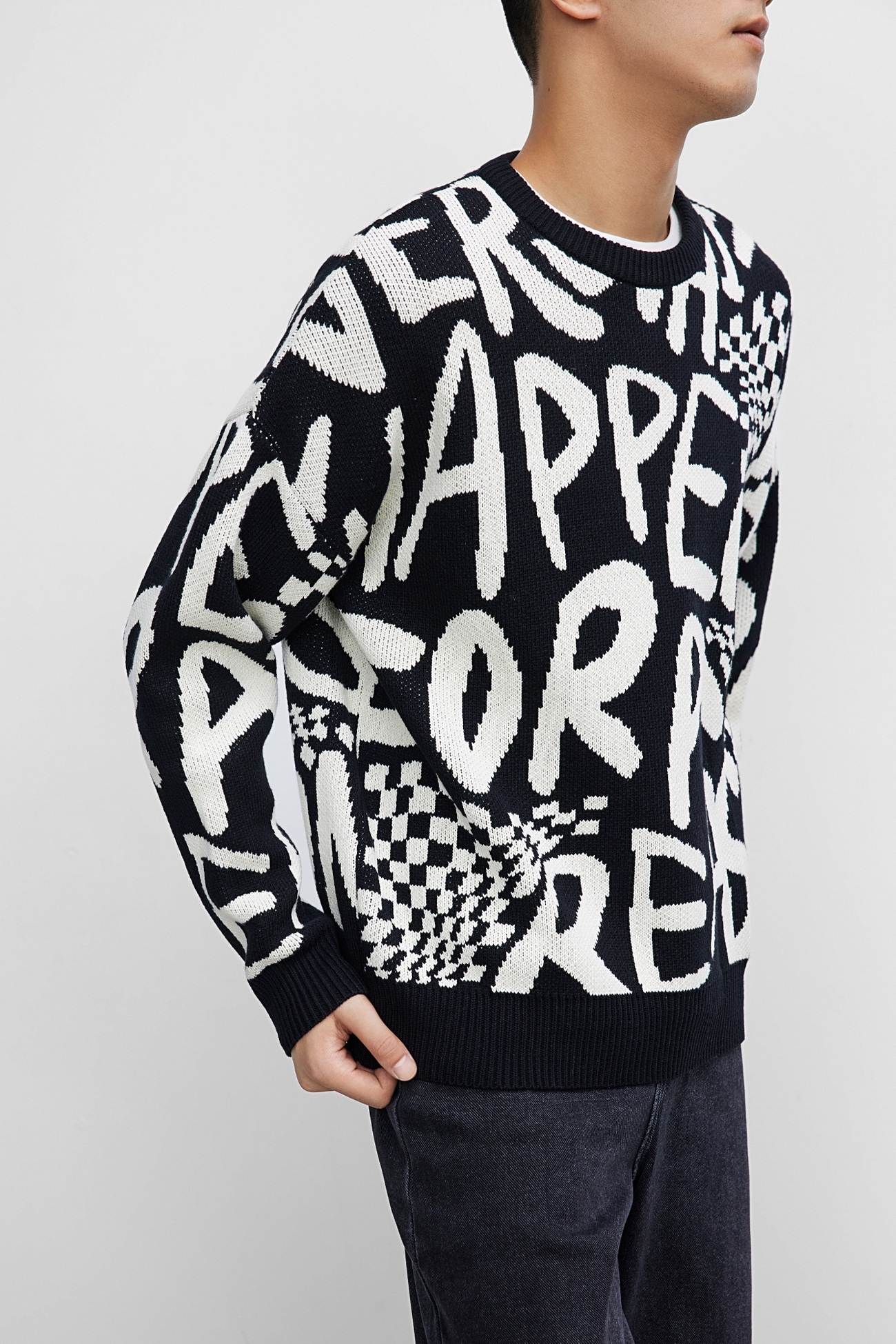 秋 冬 メンズ トレンド ファッション アルファベット 厚手 ルーズ セーター 個性的なデザイン 派手 ブラック XS S M L トップス ニットソー 袖あり 長袖 ニット きれいめ シンプル 秋 冬 メンズ トレンド ファッション アルファベット 厚手 ルーズ セーター 個性的なデザイン 派手 ブラック XS S M L トップス ニットソー 袖あり 長袖 ニット きれいめ シンプル