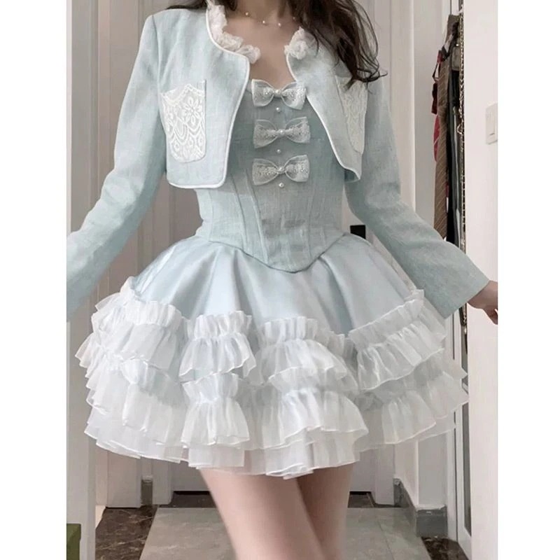 [急速出荷]パーティードレス スーツスカートレディース新型高級感ショート丈コートプリンセススカート 秋(最安値保証)