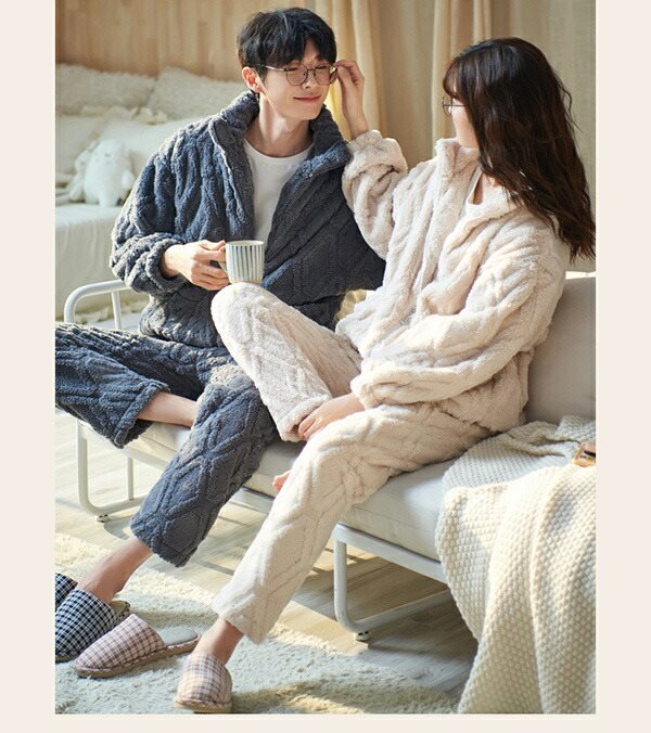 メンズ ルームウェア 冬 パジャマ ペア パジャマ 部屋着 裏起毛 寝間着 ペアルック カップル 夫婦 結婚祝い 長袖 韓国 裏起毛 着る毛布 上下セット あったかい やわらか ロングパンツ 大きいサ