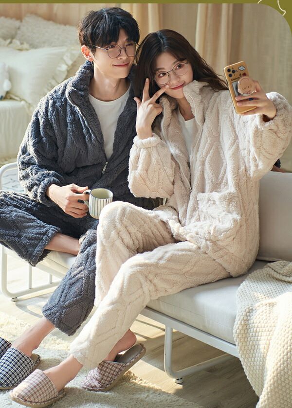 メンズ ルームウェア 冬 パジャマ ペア パジャマ 部屋着 裏起毛 寝間着 ペアルック カップル 夫婦 結婚祝い 長袖 韓国 裏起毛 着る毛布 上下セット あったかい やわらか ロングパンツ 大きいサ
