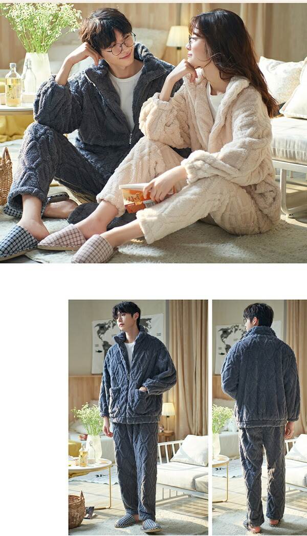 メンズ ルームウェア 冬 パジャマ ペア パジャマ 部屋着 裏起毛 寝間着 ペアルック カップル 夫婦 結婚祝い 長袖 韓国 裏起毛 着る毛布 上下セット あったかい やわらか ロングパンツ 大きいサ