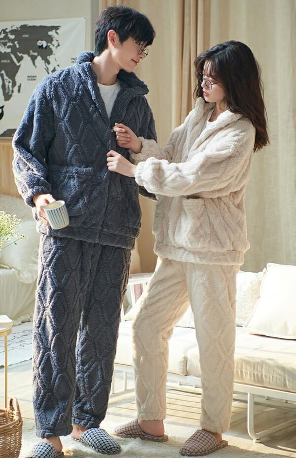 メンズ ルームウェア 冬 パジャマ ペア パジャマ 部屋着 裏起毛 寝間着 ペアルック カップル 夫婦 結婚祝い 長袖 韓国 裏起毛 着る毛布 上下セット あったかい やわらか ロングパンツ 大きいサ
