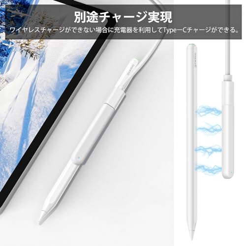 GOOJODOQ 新型 GD13+ スタイラスペン ワイヤレス充電式+Type-C充電式 iPad用 タッチペン Bluetooth ペンシ