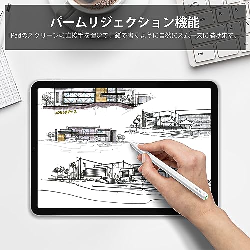 GOOJODOQ 新型 GD13+ スタイラスペン ワイヤレス充電式+Type-C充電式 iPad用 タッチペン Bluetooth ペンシ