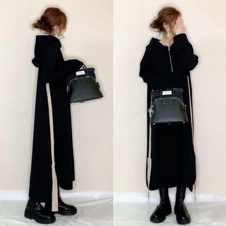 ワンピース ロングワンピース 配色 ワンピース きれいめ 体型カバー レディース ワンピース パーカー 春 秋 着痩せ 大人 20代 30代 40代 かわいい 大人可愛い きれいめ シンプル 二次会