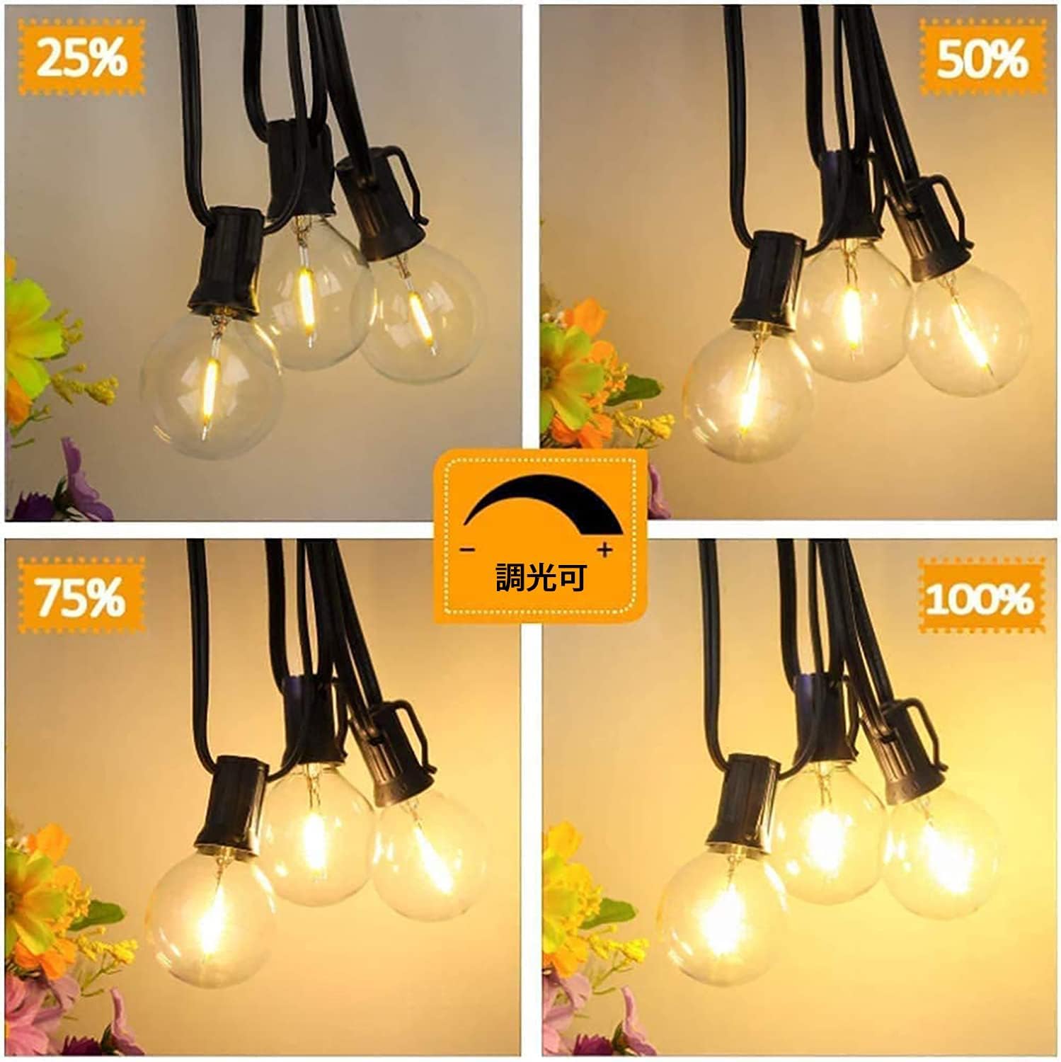 Bomcosy LEDストリングライト 防雨型 15M 調光可能 LED電球25個 PC素材 破損しにくい 連結可能 イルミネーションライト 電球色 リモコン付き クリスマス 結婚式 パーティー電飾 Bomcosy LEDストリングライト 防雨型 15M 調光可能 LED電球25個 PC素材 破損しにくい 連結可能 イルミネーションライト 電球色 リモコン付き クリスマス 結婚式 パーティー電飾