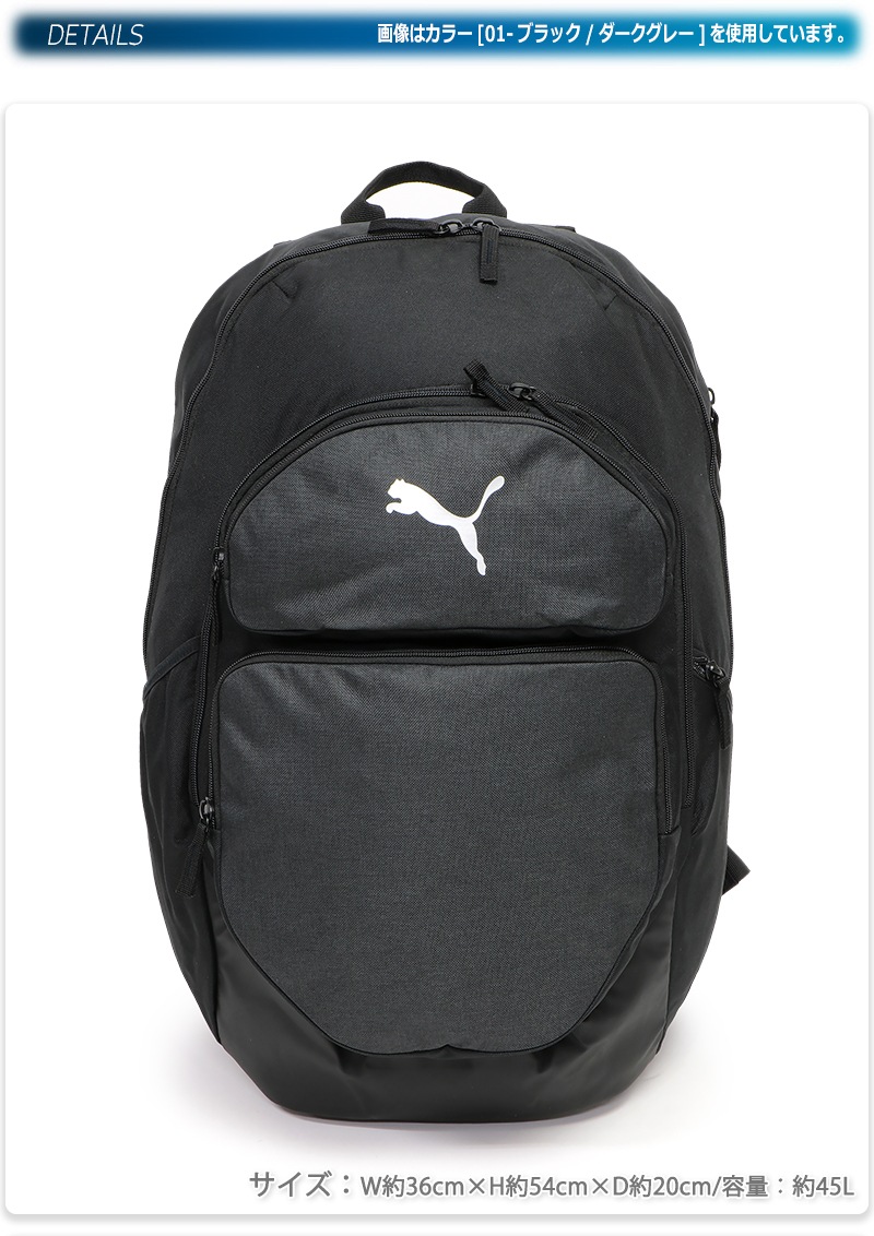 TEAMFINAL バックパック 45L メンズ/レディース/中学生/高校生/大学生 リュックサック ブラック/グレー 079267