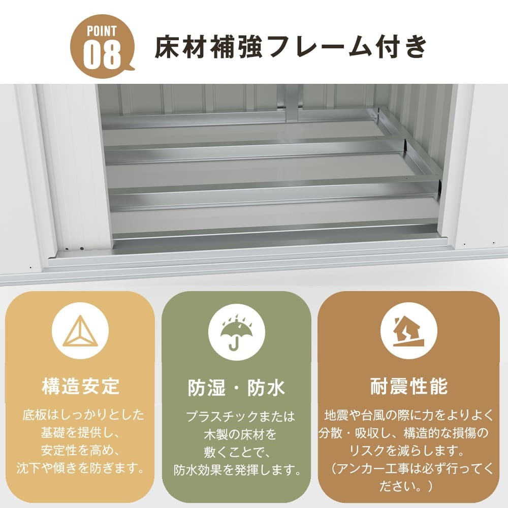 ホワイト 物置 屋外 大型 倉庫 戸外収納庫 物置 防水/耐侯 収納可能 ガーデン/庭/田畑