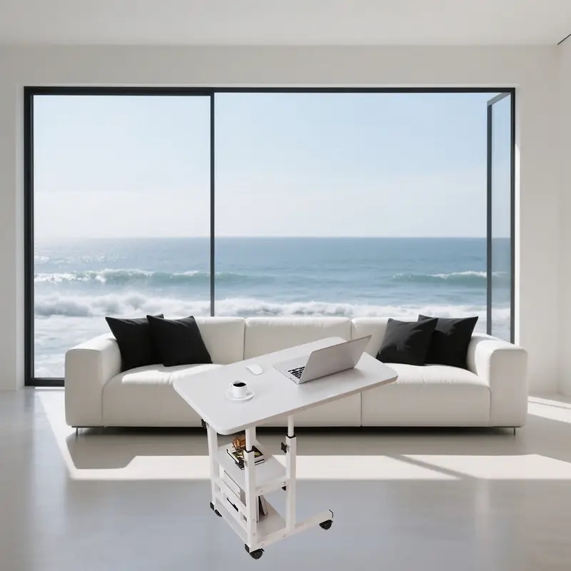 高さ調整可能な折りたたみテーブル - 頑丈な木製&金属構造省スペース設計手動調節式 - ホームオフィス・リビングルーム・寝室・寮に - 簡単組立電気不要 - モダンミニマリストスタイルベッ 高さ調整可能な折りたたみテーブル - 頑丈な木製&金属構造省スペース設計手動調節式 - ホームオフィス・リビングルーム・寝室・寮に - 簡単組立電気不要 - モダンミニマリストスタイルベッ