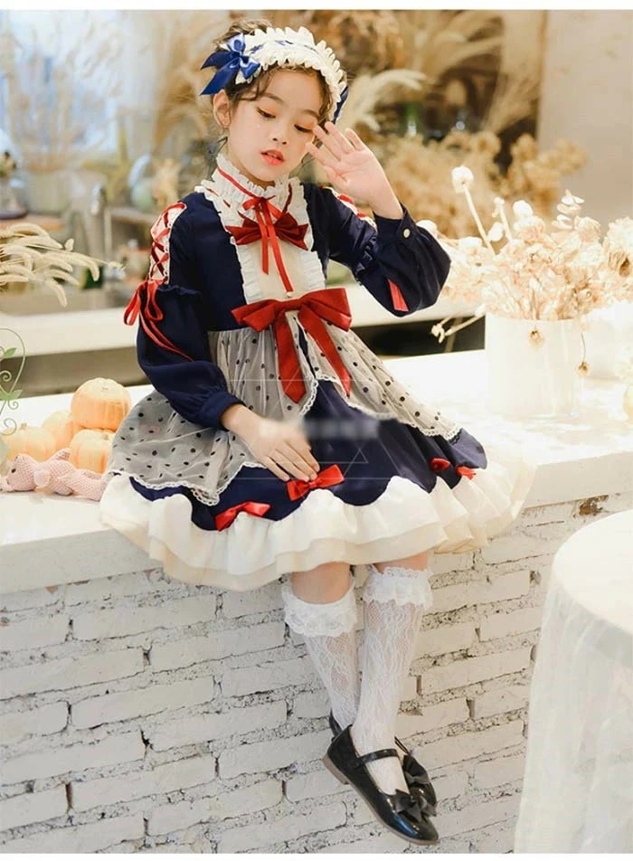 メイド服 子供用 ロリータ ドレス ハロウィン　ワンピース　ドレス アリスドレス コスプレコス 衣装 仮装 ハロウィーン パーティー ふしぎの国のアリス お姫様 長袖 コスプレ キッズ仮装 クリ