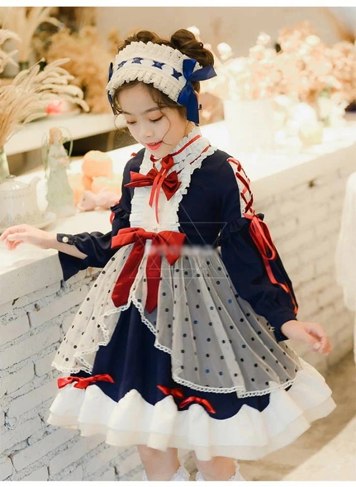 メイド服 子供用 ロリータ ドレス ハロウィン　ワンピース　ドレス アリスドレス コスプレコス 衣装 仮装 ハロウィーン パーティー ふしぎの国のアリス お姫様 長袖 コスプレ キッズ仮装 クリ