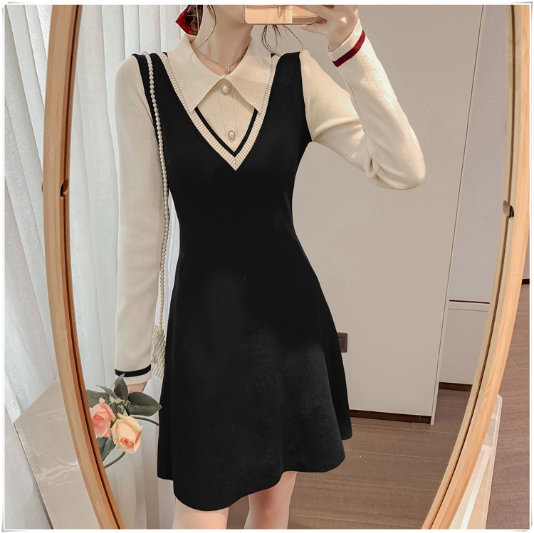 ニットワンピース 切り返しデザイン ブラック レッド ワンピース ミモレ ミモレ丈 ロング ロング丈 ニットワンピース 切り返しデザイン ブラック レッド ワンピース ミモレ ミモレ丈 ロング ロング丈