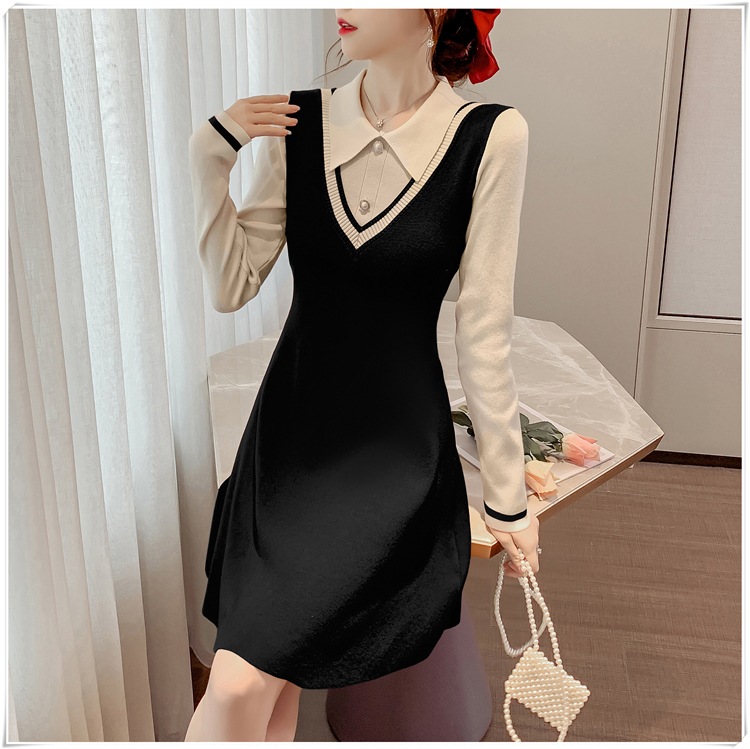 ニットワンピース 切り返しデザイン ブラック レッド ワンピース ミモレ ミモレ丈 ロング ロング丈 ニットワンピース 切り返しデザイン ブラック レッド ワンピース ミモレ ミモレ丈 ロング ロング丈