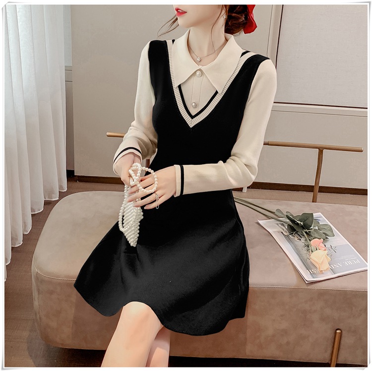 ニットワンピース 切り返しデザイン ブラック レッド ワンピース ミモレ ミモレ丈 ロング ロング丈 ニットワンピース 切り返しデザイン ブラック レッド ワンピース ミモレ ミモレ丈 ロング ロング丈