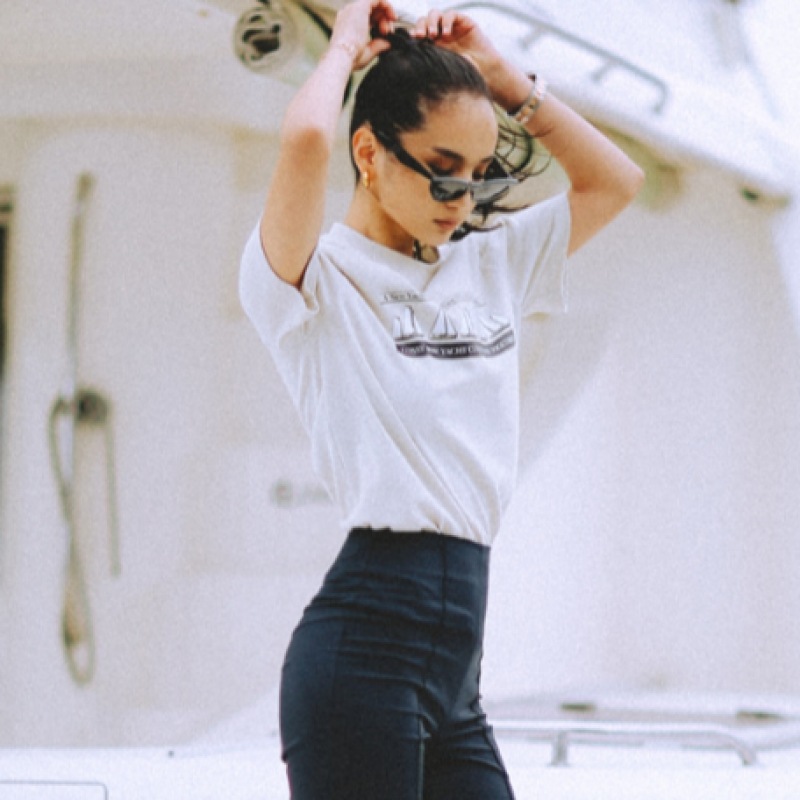 LOSSYROW ヨットクラブハーフスリーブ T シャツベージュ LOSSYROW ヨットクラブハーフスリーブ T シャツベージュ