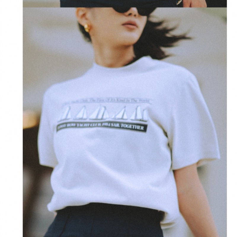 LOSSYROW ヨットクラブハーフスリーブ T シャツベージュ LOSSYROW ヨットクラブハーフスリーブ T シャツベージュ