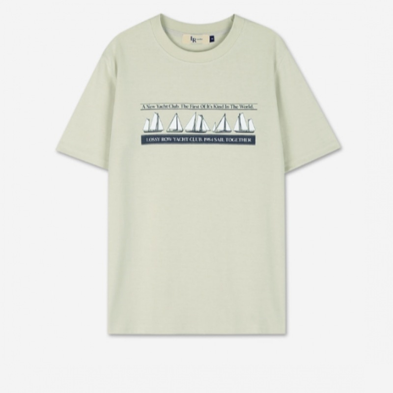 LOSSYROW ヨットクラブハーフスリーブ T シャツベージュ LOSSYROW ヨットクラブハーフスリーブ T シャツベージュ