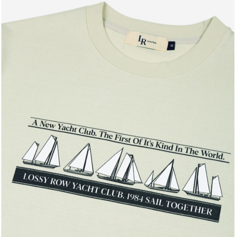 LOSSYROW ヨットクラブハーフスリーブ T シャツベージュ LOSSYROW ヨットクラブハーフスリーブ T シャツベージュ