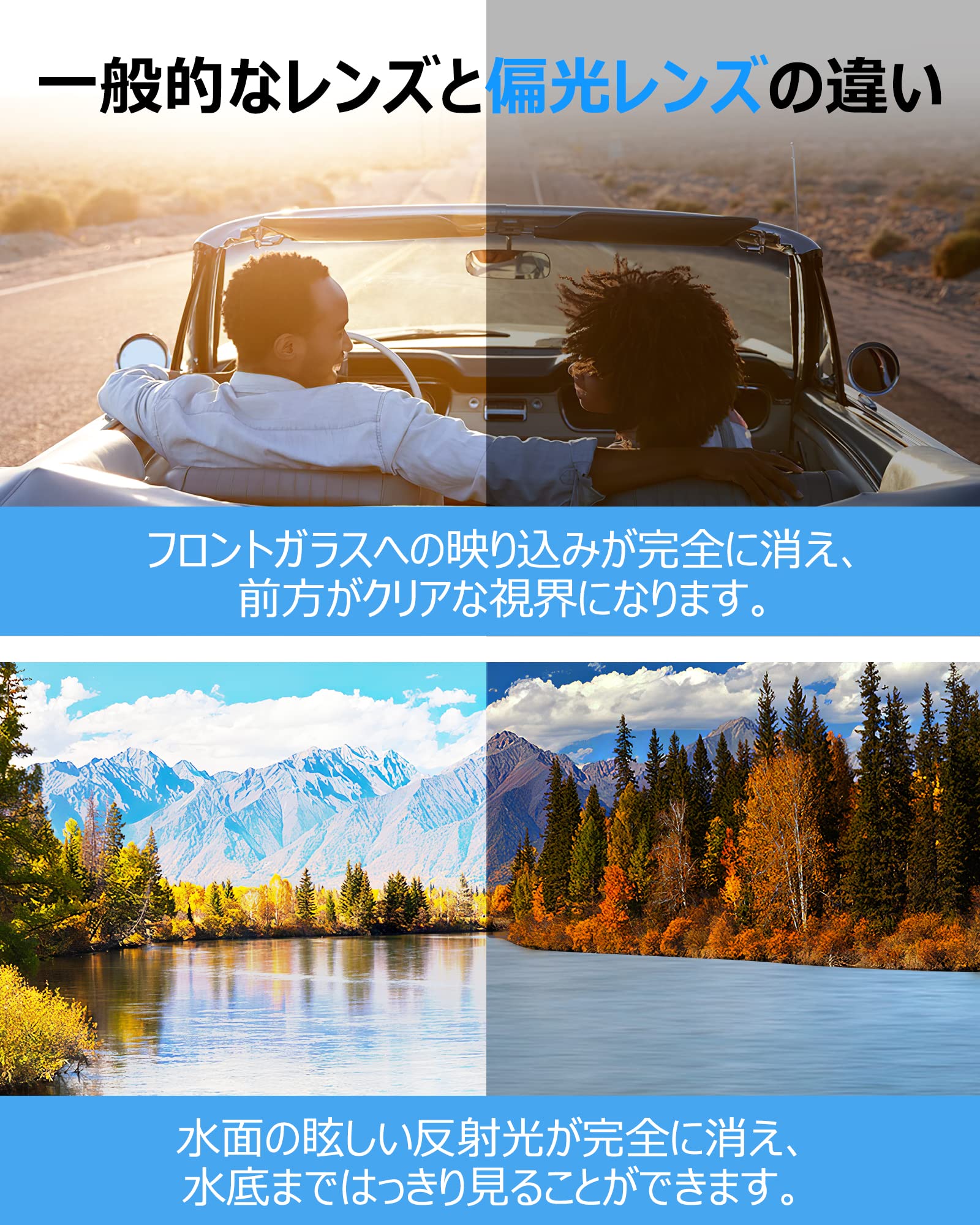 MARSQUEST サングラス 運転用 偏光サングラス 超軽量18g 抗衝撃 HD偏光レンズ UV400 紫外線カット サングラス メンズ ウェリントン型 レディース用 バイク用サングラス 収納袋付き