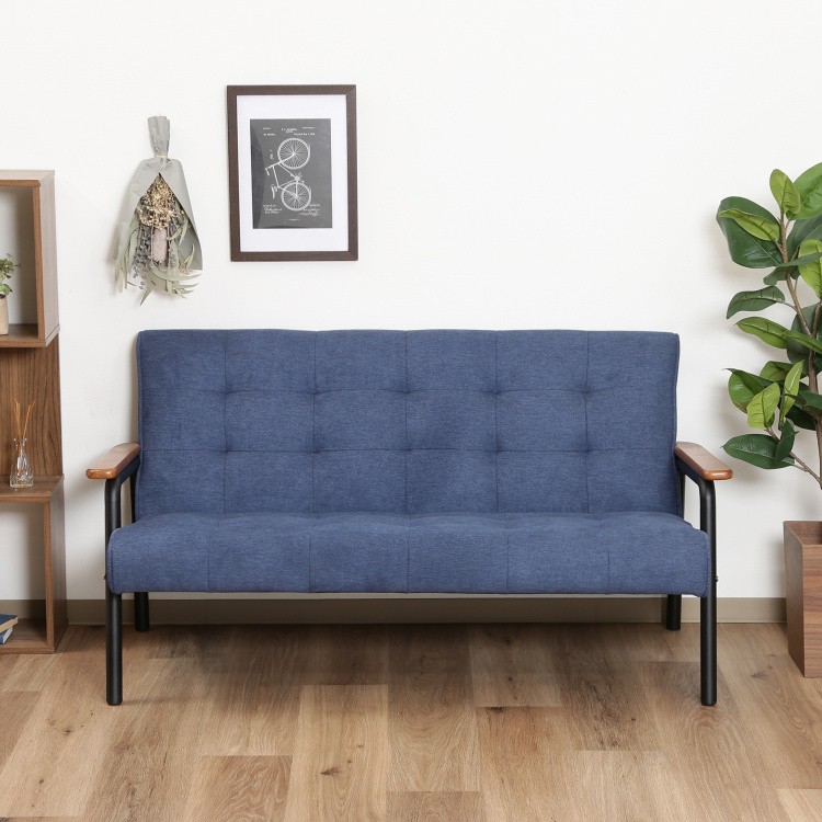 デザインソファ 2人掛 ジーンズ風生地 肘置き アイアンフレーム レトロソファ リビング 2Pチェア デザインソファ 2人掛 ジーンズ風生地 肘置き アイアンフレーム レトロソファ リビング 2Pチェア