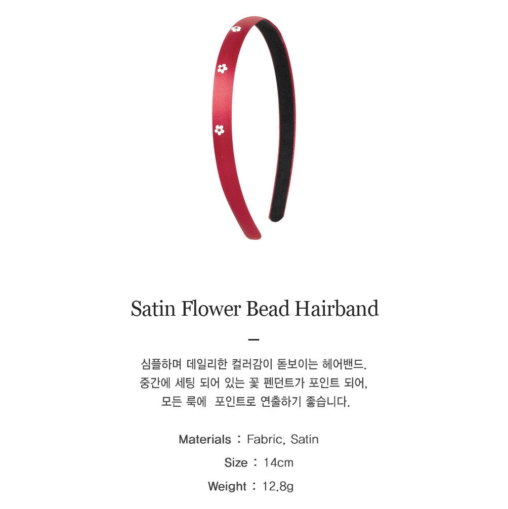 サテンフラワービーズヘアバンド_red/韓国ジュエリー 韓国の人気ブランド 人気ジュエリー 韓国ファッションスタイル