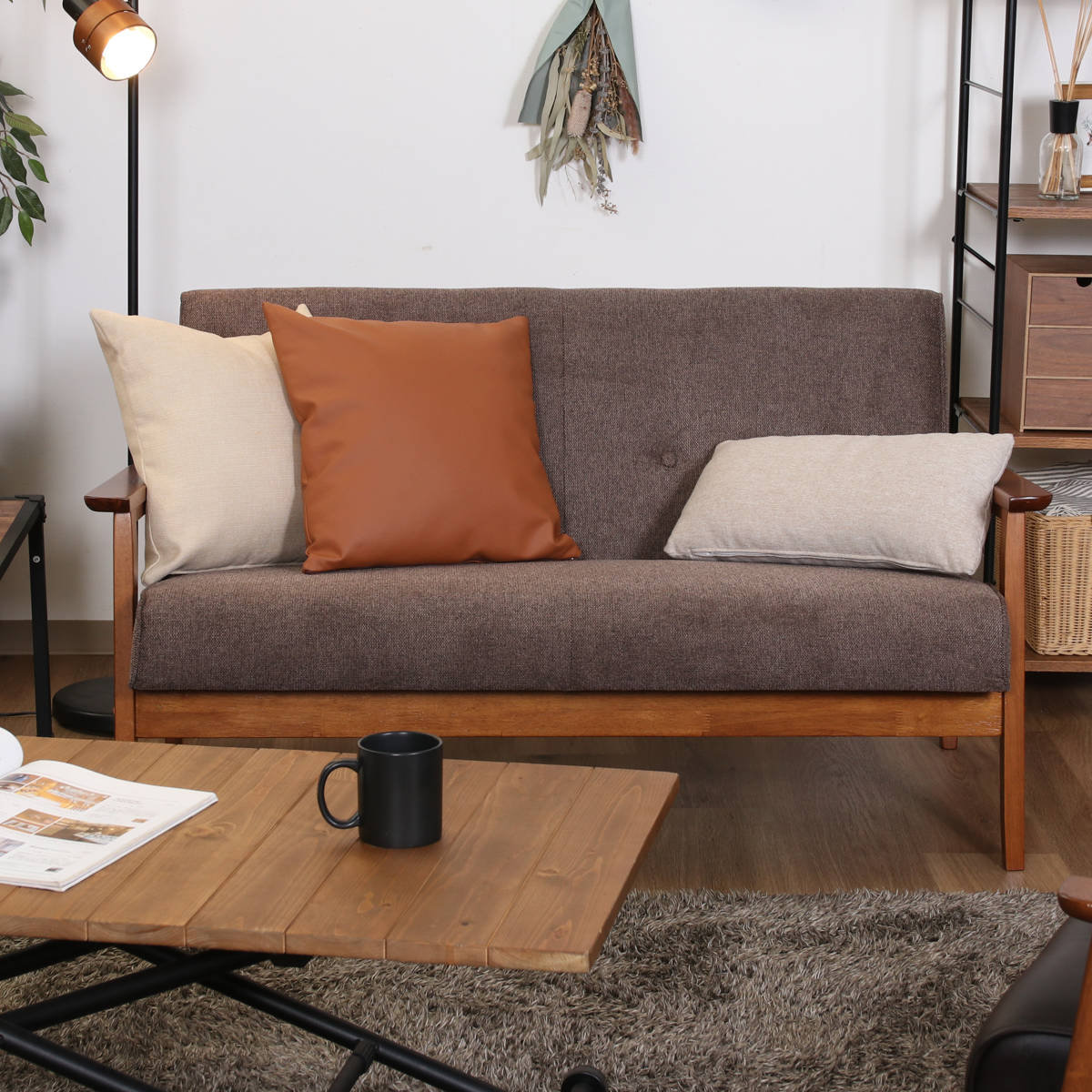 ソファ 2人掛け 幅128cm 厚手ファブリックソファ ミート ファブリック 天然木 木製 肘付き コンパクト 北欧風 ナチュラル ヴィンテージ調 シンプル ソファ 2人掛け 幅128cm 厚手ファブリックソファ ミート ファブリック 天然木 木製 肘付き コンパクト 北欧風 ナチュラル ヴィンテージ調 シンプル