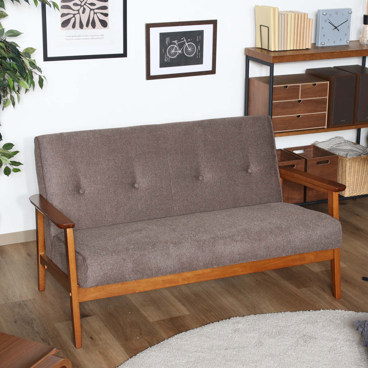 ソファ 2人掛け 幅128cm 厚手ファブリックソファ ミート ファブリック 天然木 木製 肘付き コンパクト 北欧風 ナチュラル ヴィンテージ調 シンプル ソファ 2人掛け 幅128cm 厚手ファブリックソファ ミート ファブリック 天然木 木製 肘付き コンパクト 北欧風 ナチュラル ヴィンテージ調 シンプル