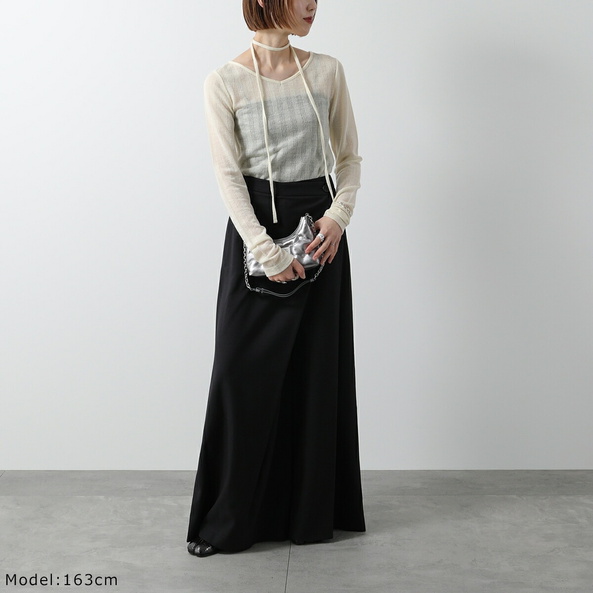 oll オール シアーニット sheer wool long sleeve with tie 450-05009 レディース 長袖 Vネック タイ セット カラ】 【mega】 oll オール シアーニット sheer wool long sleeve with tie 450-05009 レディース 長袖 Vネック タイ セット カラ】 【mega】