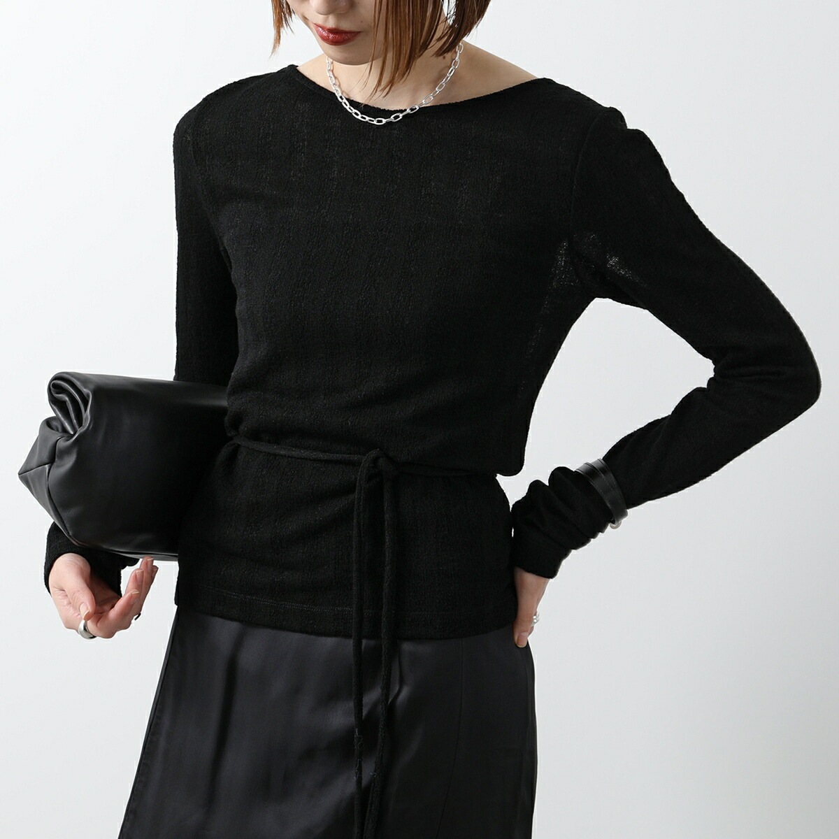 oll オール シアーニット sheer wool long sleeve with tie 450-05009 レディース 長袖 Vネック タイ セット カラ】 【mega】 oll オール シアーニット sheer wool long sleeve with tie 450-05009 レディース 長袖 Vネック タイ セット カラ】 【mega】