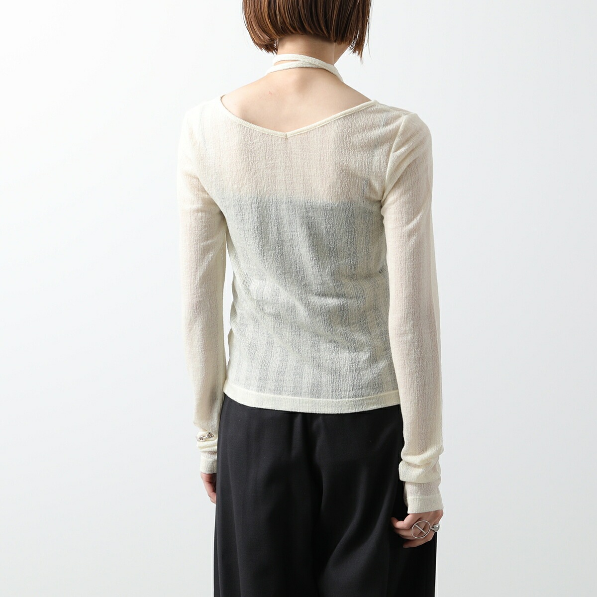 oll オール シアーニット sheer wool long sleeve with tie 450-05009 レディース 長袖 Vネック タイ セット カラ】 【mega】 oll オール シアーニット sheer wool long sleeve with tie 450-05009 レディース 長袖 Vネック タイ セット カラ】 【mega】