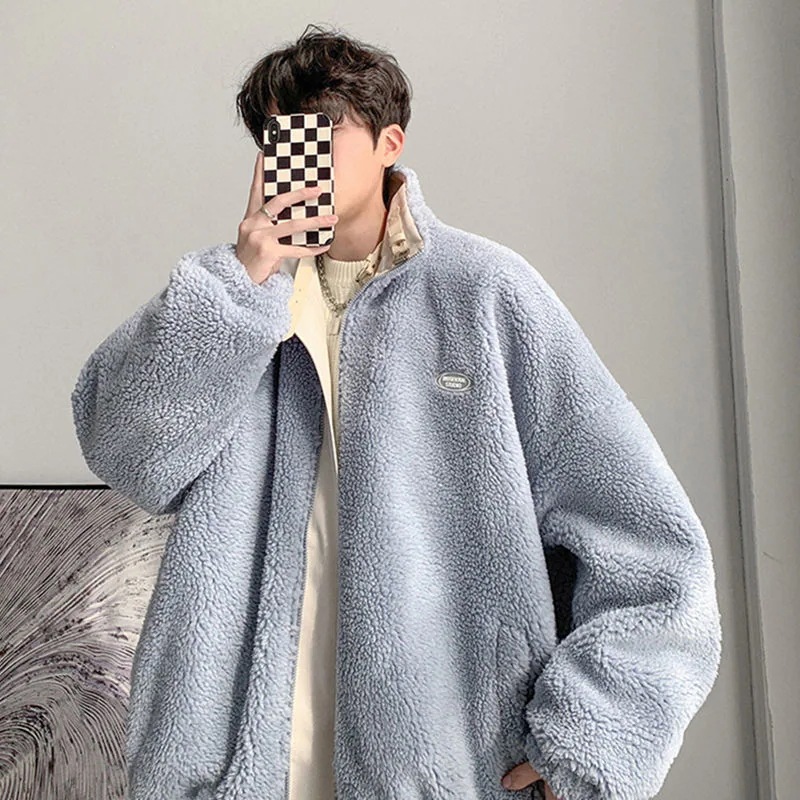 裏起毛 厚手 アウター メンズ ゆったり 両面着用 綿服 ラムズフリース PU 皮ジャンパト 綿入れ 中綿コート